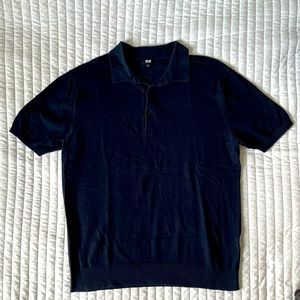 Uniqlo Mens Navy Sweater Polo Used L